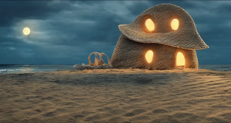 Prompt: seashell house, atmospheric cinematography