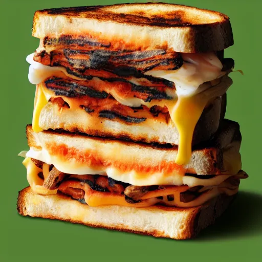 Image similar to a creature completely made of grilled cheese