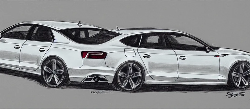 Image similar to a hand - drawn sketch of an audi s 5 sportback.