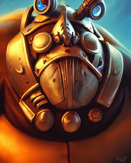 Image similar to roadhog from overwatch, character portrait, portrait, close up, highly detailed, intricate detail, amazing detail, sharp focus, vintage fantasy art, vintage sci - fi art, radiant light, caustics, by boris vallejo