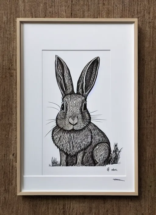 Image similar to rabbit woodcut print by Julie de Graag