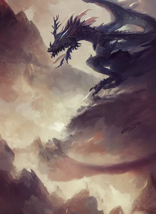 Image similar to semi reallistic painting, by yoshitaka amano, by ruan jia, by Conrad roset, by dofus online artists, detailed 3d render of traditional dragon coming out of the clouds, portrait, cgsociety, artstation, Digital reality, drawn