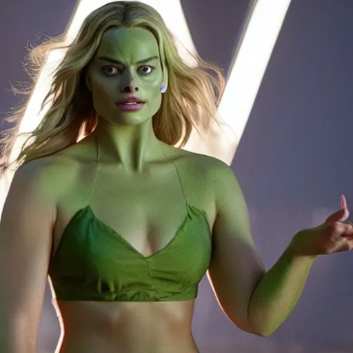 Prompt: margot robbie as hulk