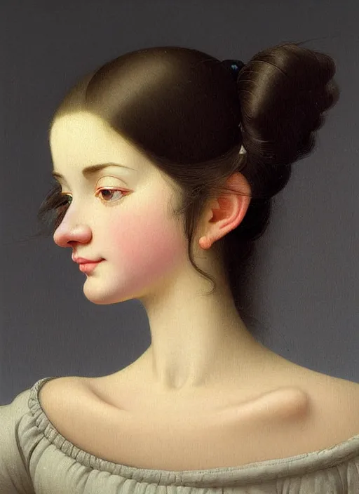 Image similar to hyper detailed 3 d render like a oil painting - cute portrait of a brunette named emma, italian looking, looking at camera, symmetrical face, long brunette hair, nose ring, a smiling cow looking over her shoulder by ryden, kawase hasui, dorothea tanning, edward hopper and james gilleard, aivazovsky, beksinski, outram, artstation