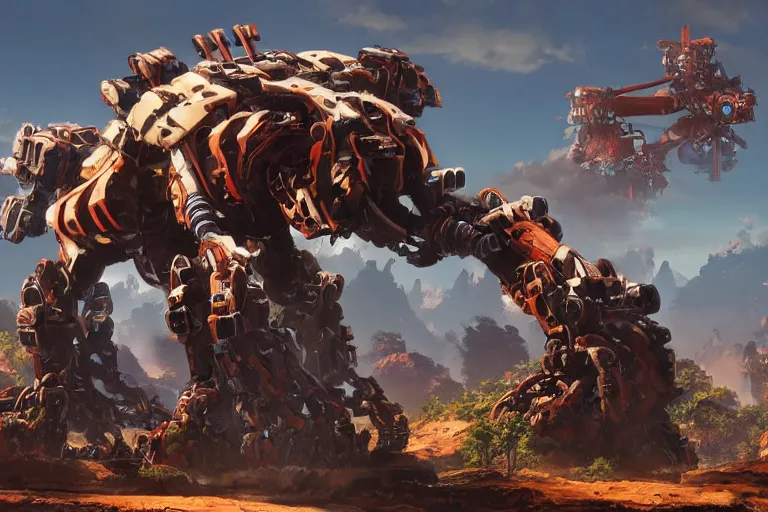 Image similar to clamberjaw machine mecha animal beast robot of horizon forbidden west horizon zero dawn bioluminiscence global illumination ray tracing hdr fanart arstation by sung choi and eric pfeiffer and gabriel garza and casper konefal