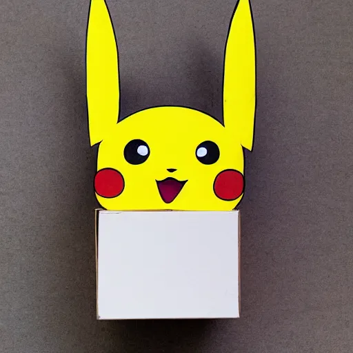 Prompt: Pikachu made out of cardboard