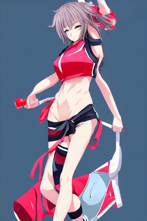 Image similar to pretty anime woman wearing sports clothes, trending on artstation