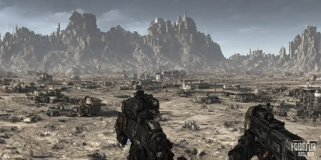 Image similar to brotherhood of steel from fallout : new vegas game, matte painting,