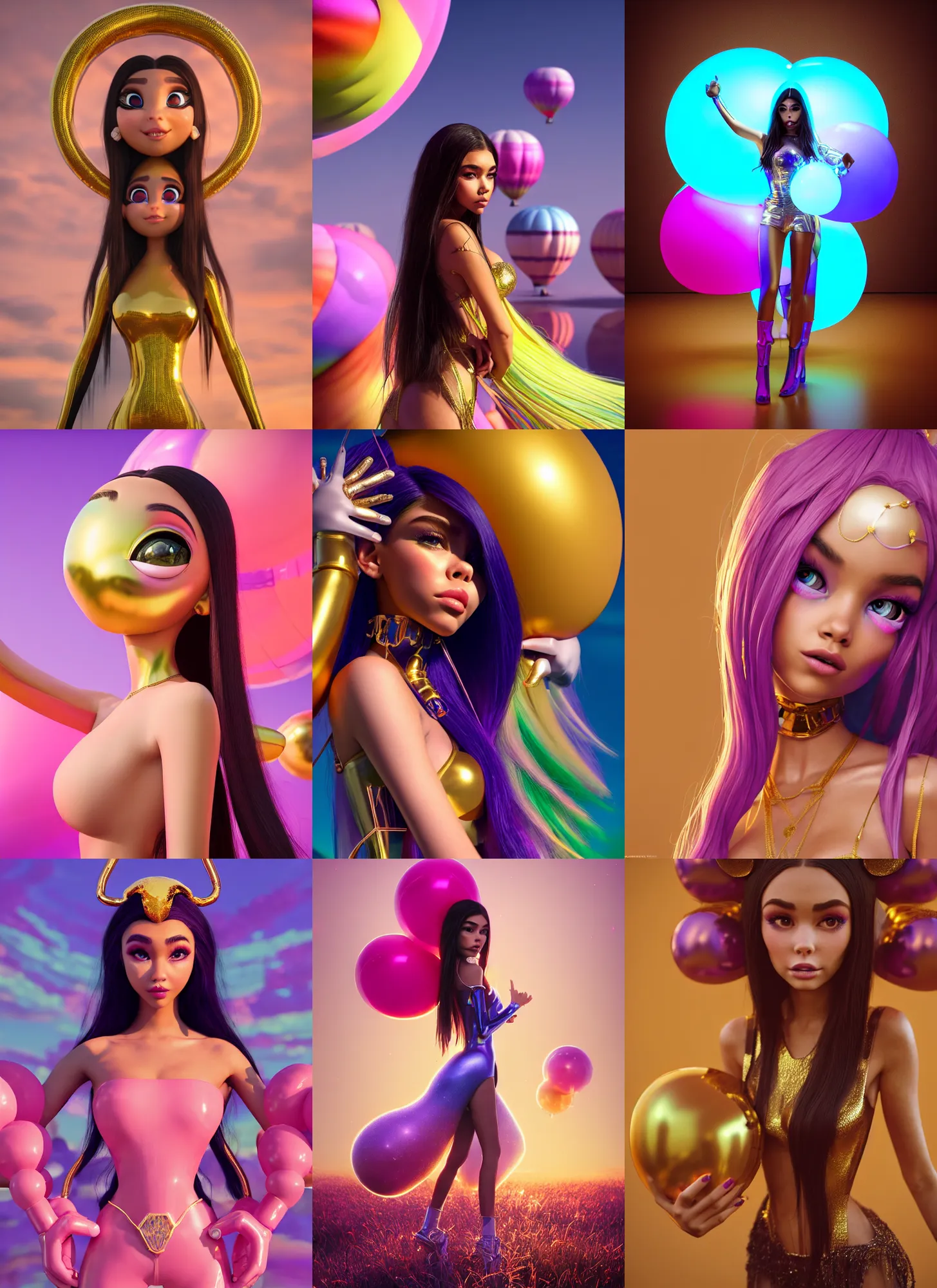 Prompt: madison beer as edm balloon woman | jewelry | glamorous oily soft polished rich alluring ornate modern | weta disney pixar movie still photo | hi - fructose, sci fi fantasy, golden ratio, smooth, octane render, sharp focus, artstation, concept art | beeple, rhads, rutkowski, artgerm, mucha, wlop, loish |