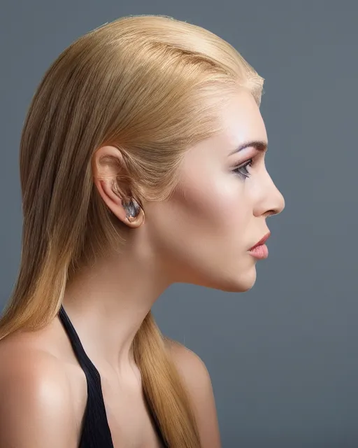 Prompt: beautiful woman with blonde hair side profile