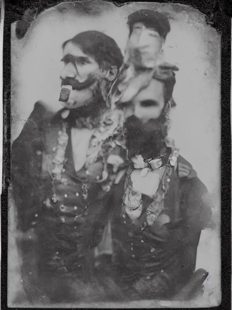 Image similar to Waluigi civil war era photograph, tintype photo, daguerreotype, ultra realistic, 8k, journalistic photography, black and white