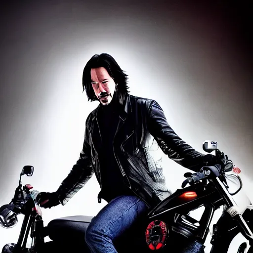 Prompt: keanu reeves as ghostrider 8 k detailed