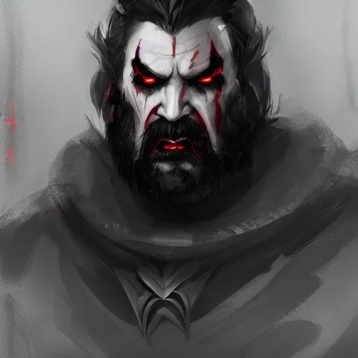 Image similar to portrait of male dwarven vampire with intense evil red eyes like dracula, concept art, fantasy, artstation, hd 4 k