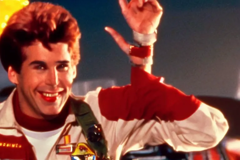 Prompt: ronald mcdonald in top gun ( 1 9 8 6 ), cinematic lighting, high contrast, 4 k hdr imax cinematography