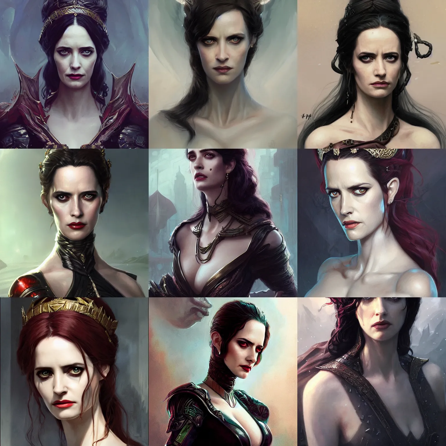 Prompt: hydra empress, eva green, d & d, fantasy, portrait, highly detailed, digital painting, trending on artstation, concept art, sharp focus, illustration, art by artgerm and greg rutkowski and magali villeneuve