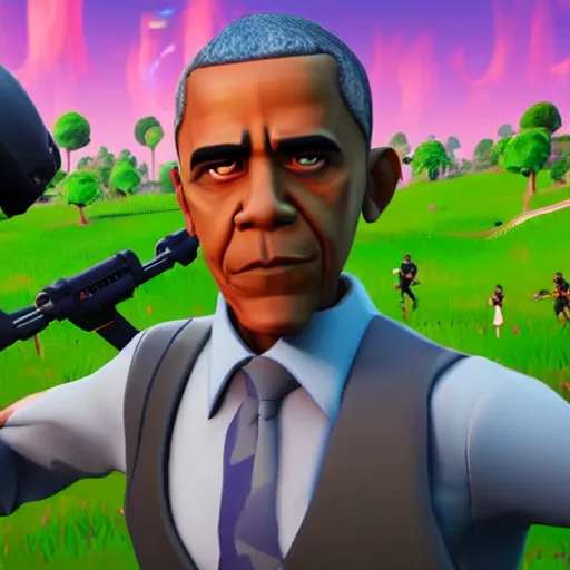 Image similar to obama as a fortnite character, unreal engine, epic