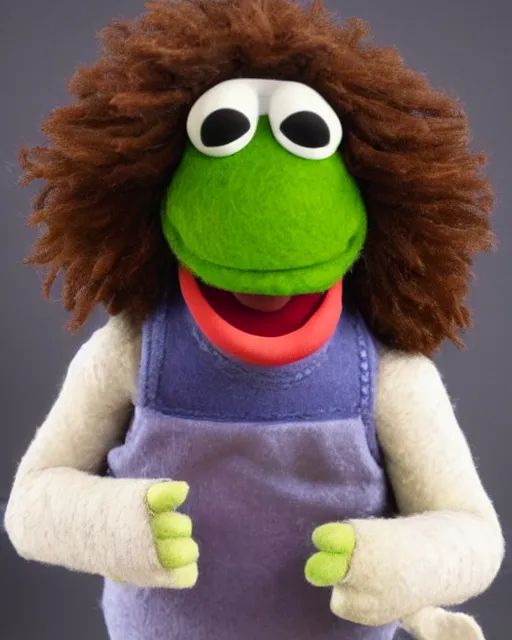 Image similar to roy anderson as a muppet. highly detailed felt. hyper real photo. 4 k.