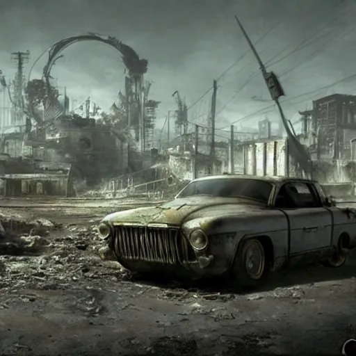 Prompt: fallout 3 concept art car render ultra unreal engine 5