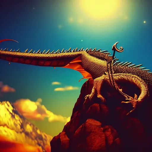 Image similar to Dragon sitting on a mountain of gold, cinematic, dramatic