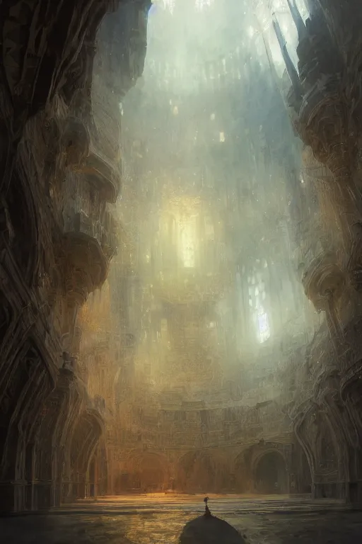 Prompt: inside king arthur castle, intricate, elegant, volumetric lighting, digital painting, highly detailed, artstation, sharp focus, illustration, concept art, ruan jia, steve mccurry