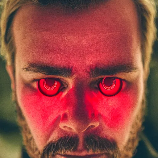 Image similar to a man with red glowing eyes