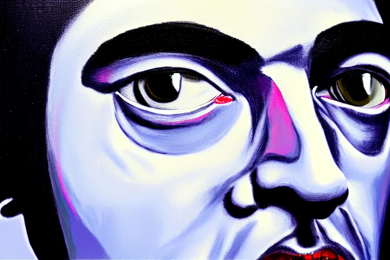 Prompt: frank the ai painter self portrait, detailed eyes, photorealistic