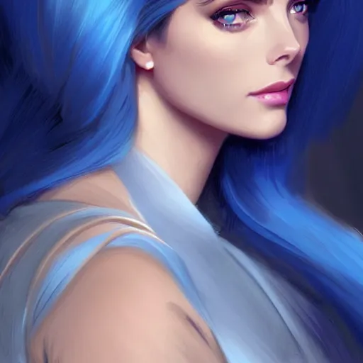 Prompt: Ashley Greene's face combined with Grace Kelly's face with blue hair as Sailor Moon, western, D&D, fantasy, intricate, elegant, highly detailed, digital painting, artstation, concept art, matte, sharp focus, illustration, art by Artgerm and Greg Rutkowski and Alphonse Mucha