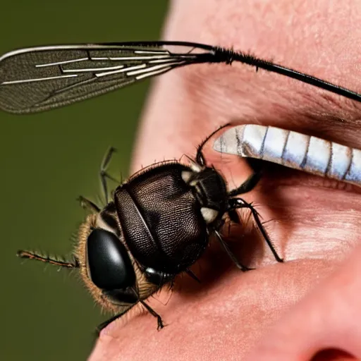Image similar to from the eye perspective of a housefly getting swatted at from a man with a fly swatter