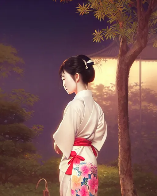 Image similar to a beautiful okinawa girl wear elegant yukata in festival | | summer night, realistic shaded, pleasant face, good looking, fine details, 4 k realistic, cryengine, realistic shaded lighting poster by greg rutkowski, magali villeneuve, artgerm, jeremy lipkin and michael garmash and rob rey