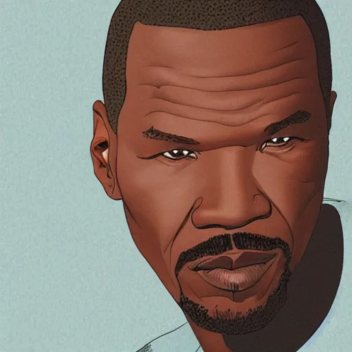 Image similar to “ jamie foxx retro minimalist portrait by jean giraud, art of moebius, sharp, smooth face, comic, 8 k ”