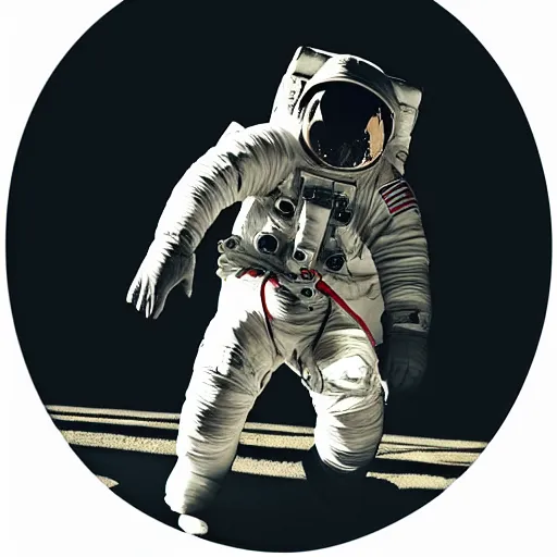 Image similar to photograph of an astronaut against the pitch black darkness of space, full body photo, amazing light and shadow contrast,, 8 k