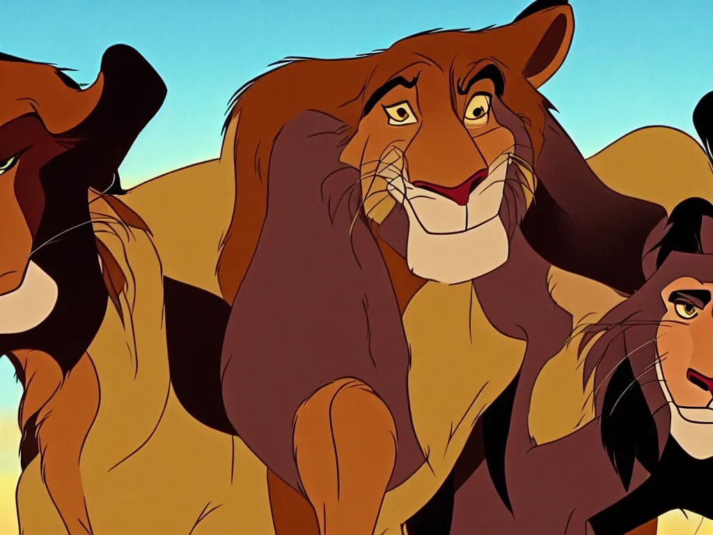 Prompt: a screen cap with samuel l jackson from the lion king cartoon, screenshot