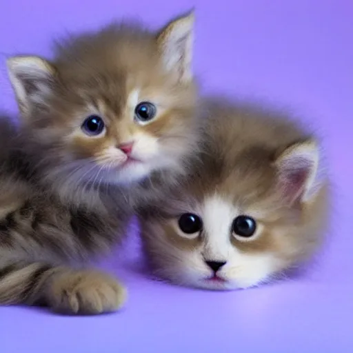 Prompt: hyper realistic photograph of the cutest fluffiest kittens rolling around playfully with cute pink hearts in the background