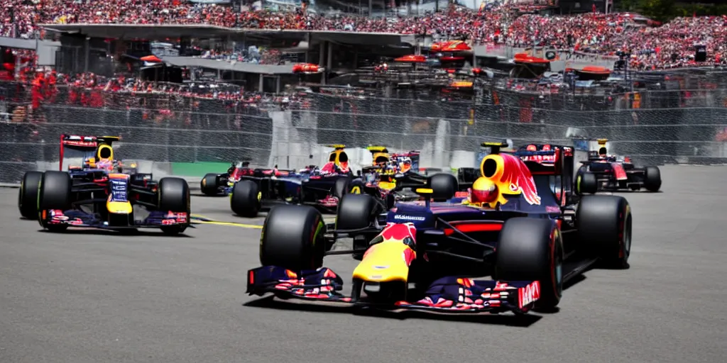 Image similar to an red bull formula one on the monaco grand prix, photography, high detailed