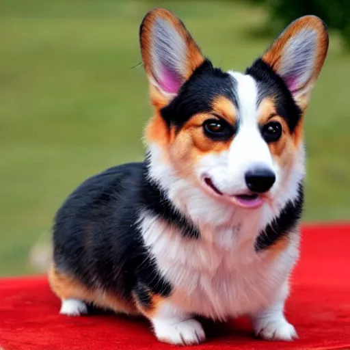 Image similar to A Corgi mixed with a Chinese dragon.