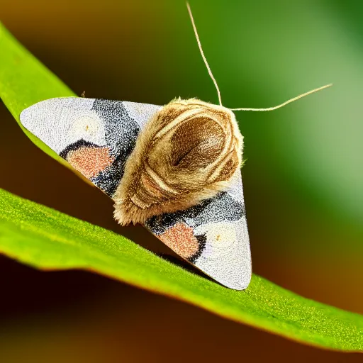 Prompt: photograph of a moth on a leaf, zoom, leaf, nature, 8 k, intricate, details, 8 k, bbc, documentary