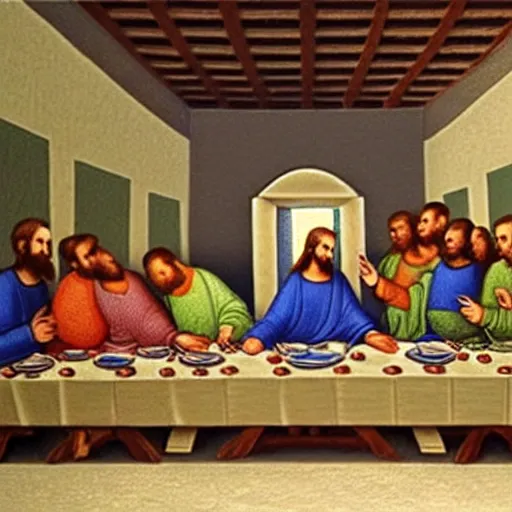 Image similar to a photo of the last supper, highly detailed photorealistic