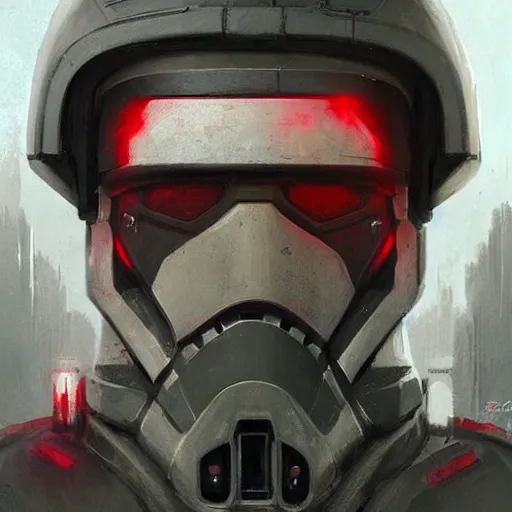 Image similar to portrait of a man by greg rutkowski, a soldier of the galactic federation wearing a gray and red tactical gear, star wars expanded universe, highly detailed portrait, digital painting, artstation, concept art, smooth, sharp foccus ilustration, artstation hq