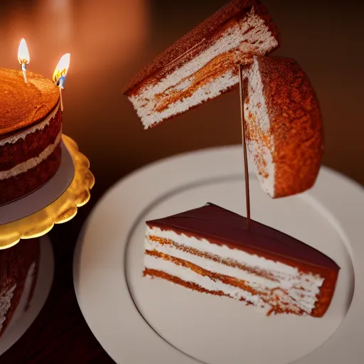 Prompt: cinematic screenshot of a delicious looking birthday cake ; crisp sharp focus ; ultra realistic, concept art, intricate details, food photography, highly detailed, photorealistic, octane render, 8 k, unreal engine. ray traced hdr lighting