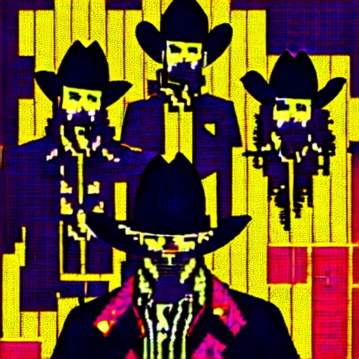 Prompt: glitch, glitch cowboys, glitch italian western, glitch