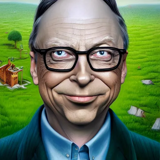 Image similar to Bill Gates as Dr. Evil Funny cartoonish by Gediminas Pranckevicius and mort drucker Tomasz Alen Kopera, masterpiece, trending on artstation, 8k,