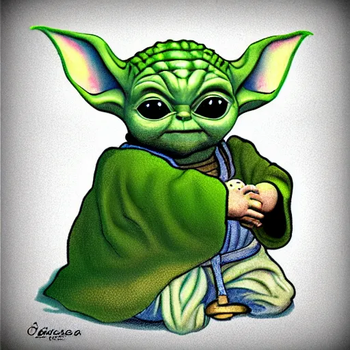 Image similar to cute isometric baby yoda