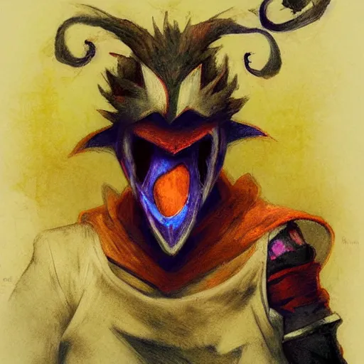 Image similar to Shaco from League of Legends, by Odilon Redon