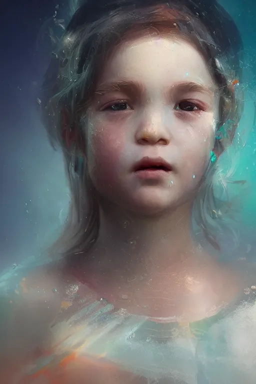 Image similar to Atlantis little girl, joyful, close-up portrait, intricate, elegant, volumetric lighting, scenery, digital painting, highly detailed, artstation, sharp focus, illustration, concept art, ruan jia, steve mccurry