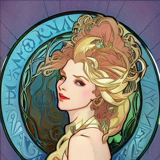 Image similar to portrait of lux from league of legends, art by alphonse mucha and greg ruthkowski