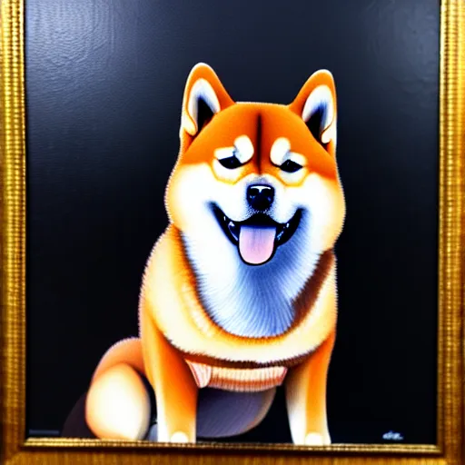 Image similar to epic professional oil painting of a shiba inu dog, epic, stunning, gorgeous, intricate detail, much wow, 4K, masterpiece