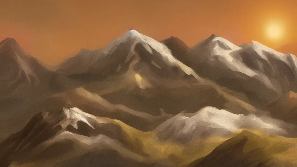 Prompt: digital painting of a mountain made out of pillows, realistic, warm lighting