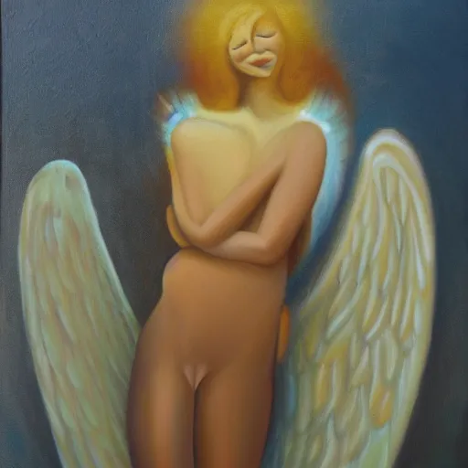 Prompt: angel dream, oil on canvas, surrealism