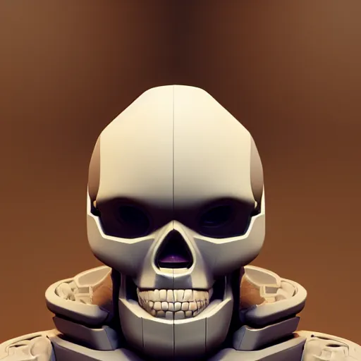 Prompt: portrait of cybernetic overlord of the metaverse, skull, hard clay, ceramics, reflections, ambient occlusion, raytracing, 8 - bit, by beeple