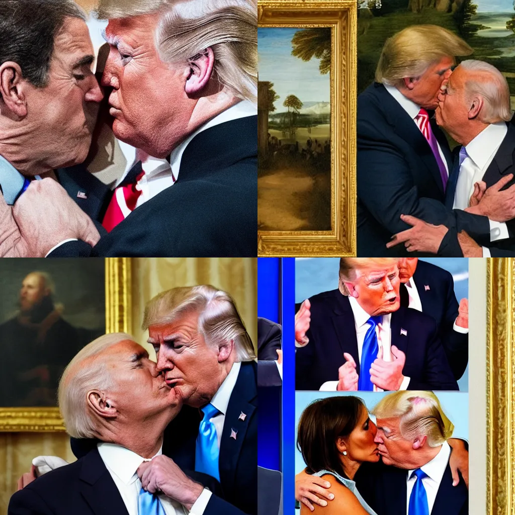 Prompt: joe biden kissing donald trump, Renaissance painting